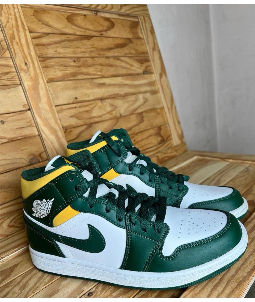 NIKE Зеленые высокие кроссовки / кеды, фото 4