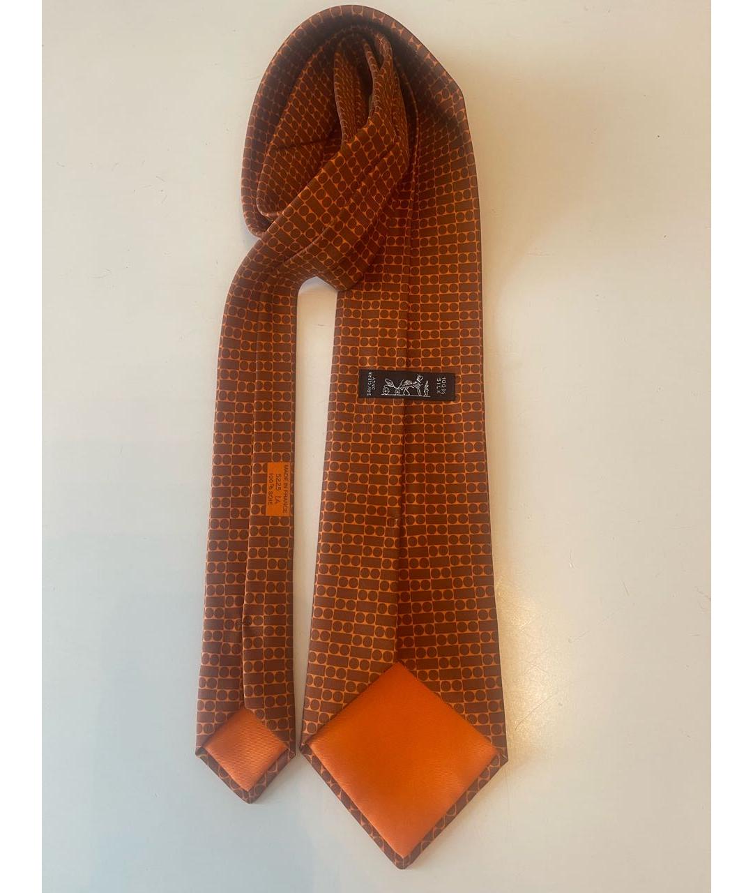 HERMES Оранжевый шелковый галстук, фото 3