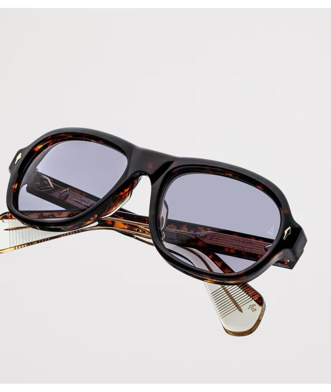 JACQUES MARIE MAGE Коричневые пластиковые солнцезащитные очки, фото 3