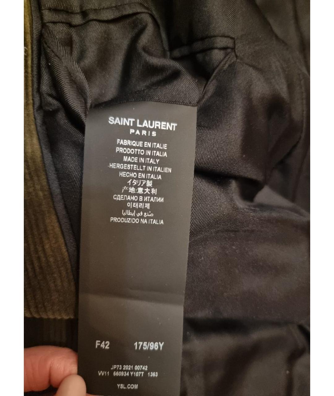SAINT LAURENT Хаки хлопковый жакет/пиджак, фото 7