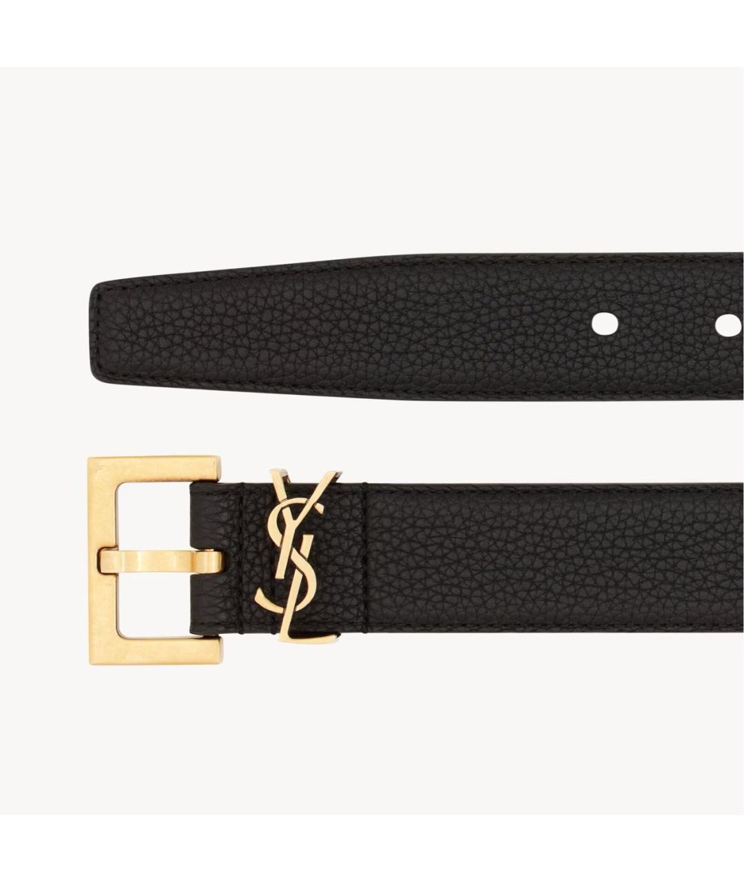 SAINT LAURENT Черный кожаный ремень, фото 2