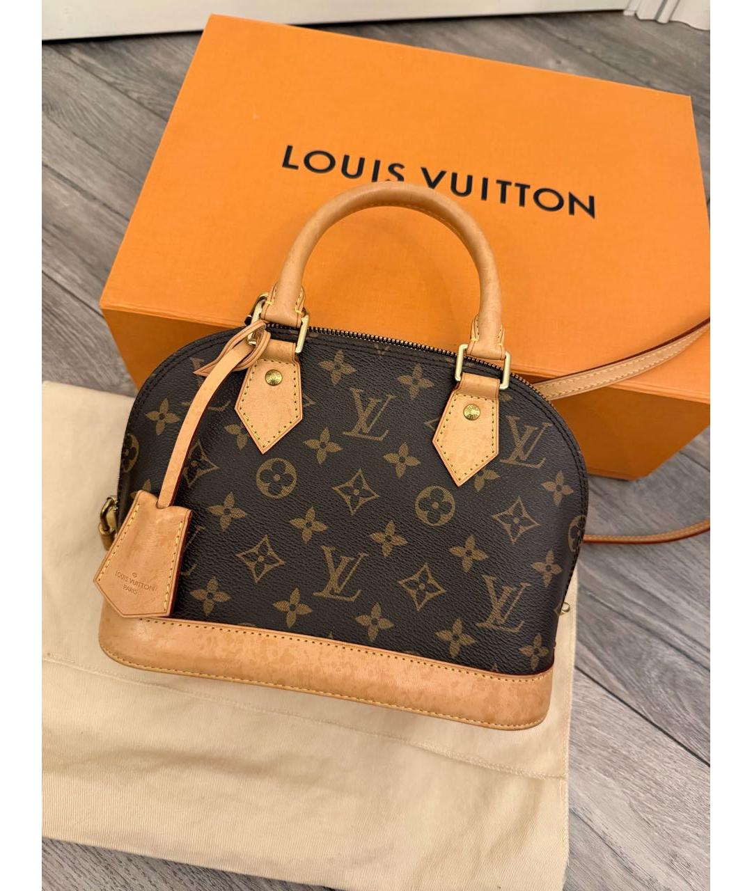 LOUIS VUITTON Коричневая кожаная сумка через плечо, фото 7