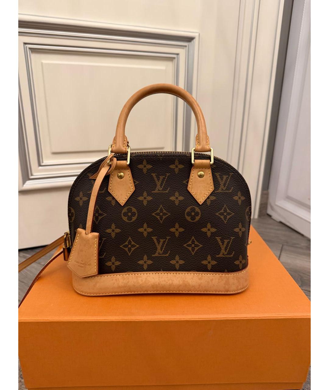 LOUIS VUITTON Коричневая кожаная сумка через плечо, фото 9