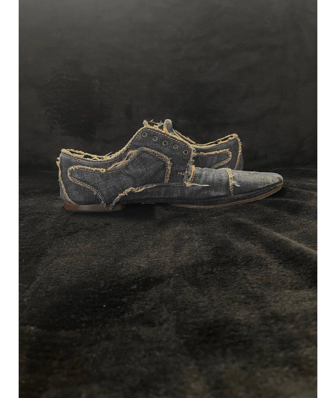 DOLCE&GABBANA Темно-синие текстильные туфли, фото 6