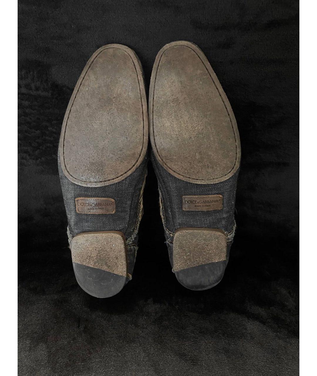 DOLCE&GABBANA Темно-синие текстильные туфли, фото 4