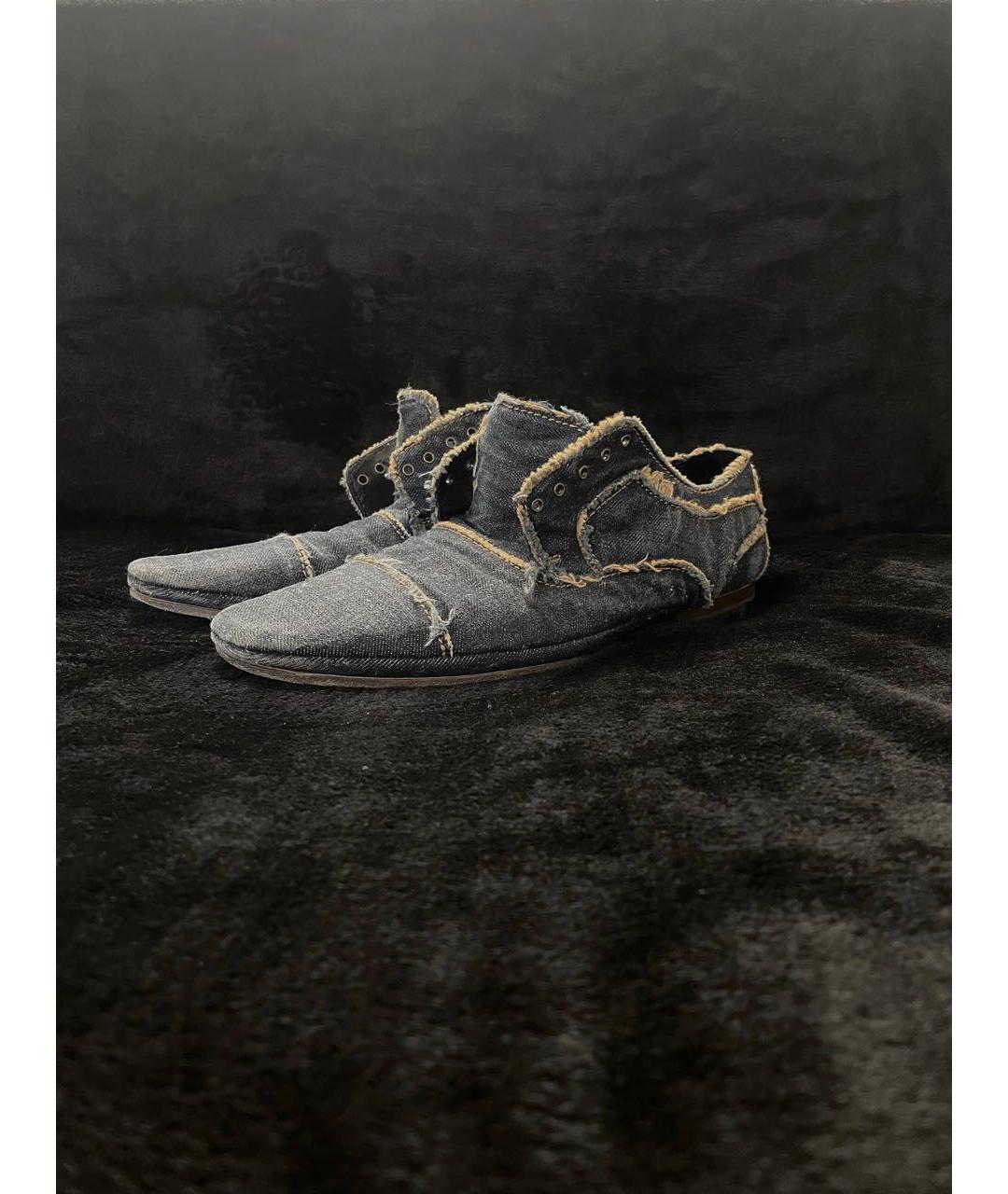 DOLCE&GABBANA Темно-синие текстильные туфли, фото 2