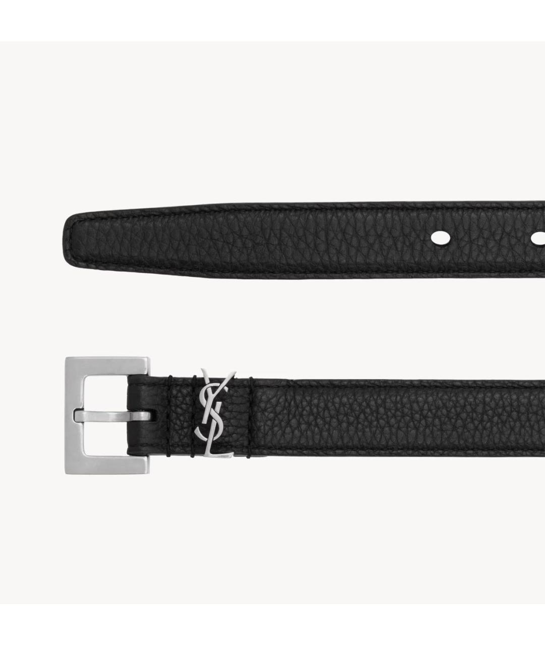SAINT LAURENT Черный кожаный ремень, фото 2