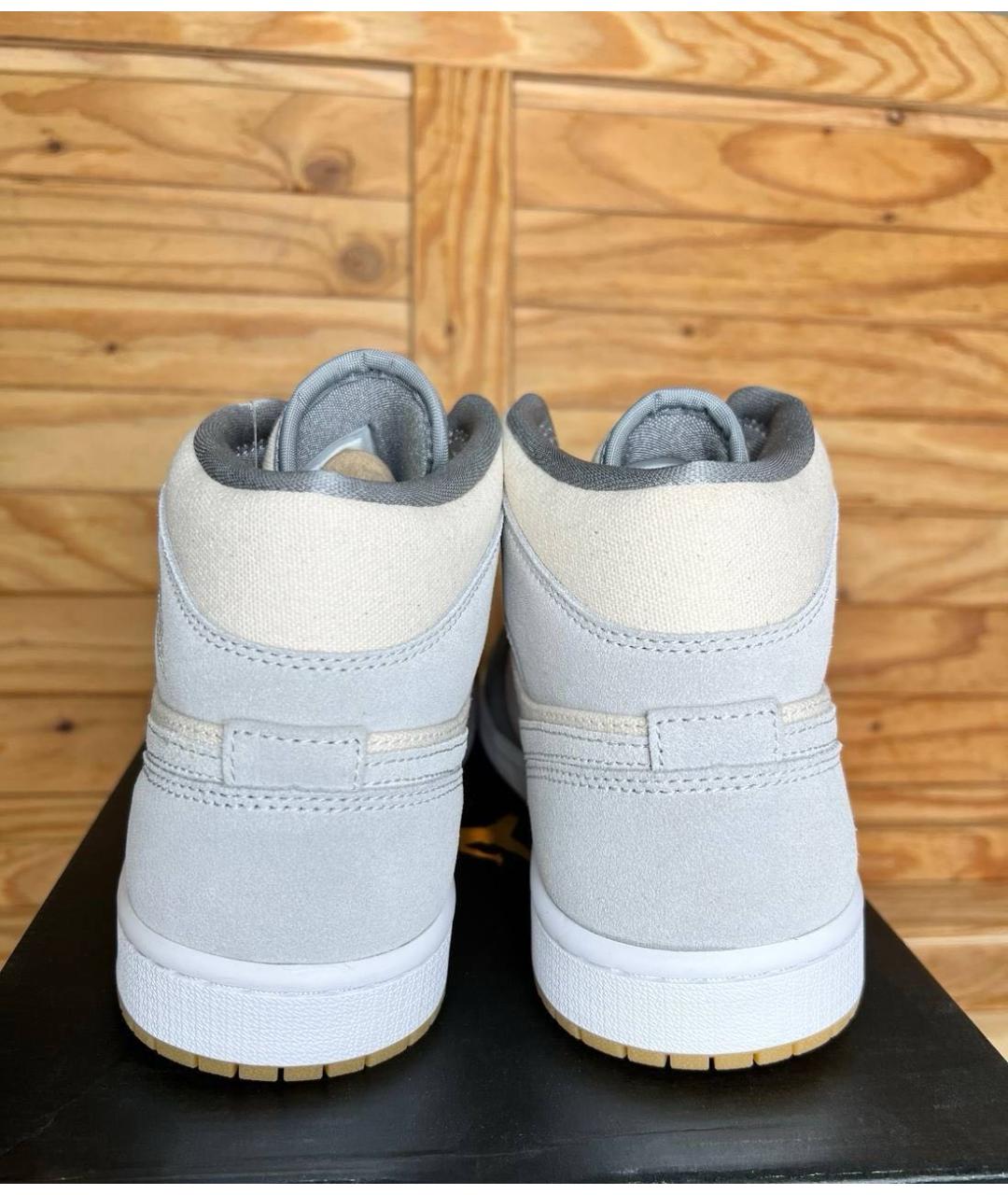 JORDAN Серые замшевые высокие кроссовки / кеды, фото 7