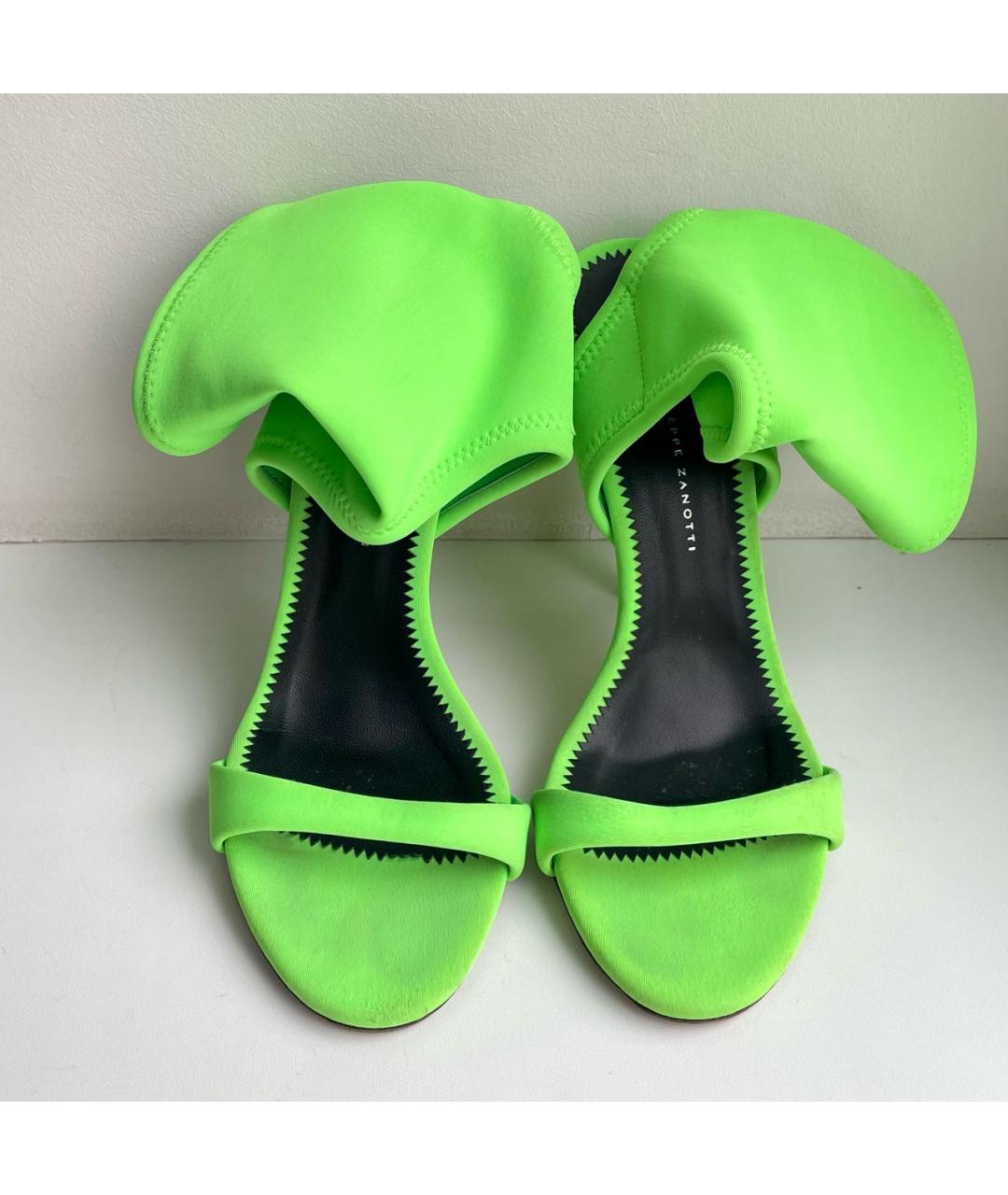 GIUSEPPE ZANOTTI DESIGN Зеленые текстильные босоножки, фото 3