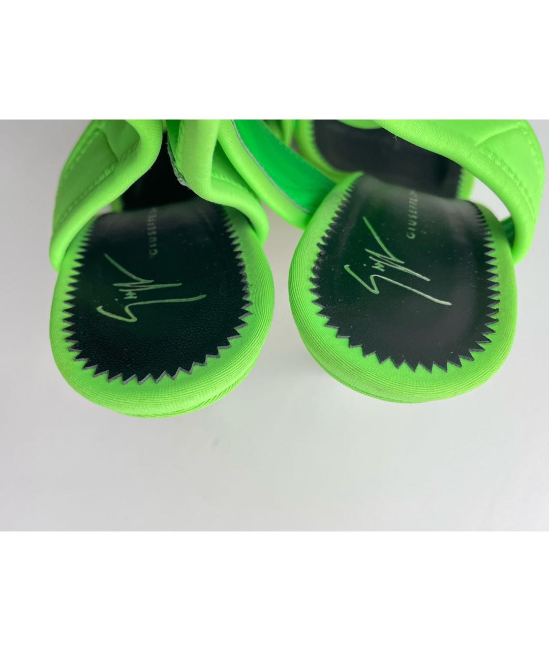 GIUSEPPE ZANOTTI DESIGN Зеленые текстильные босоножки, фото 8