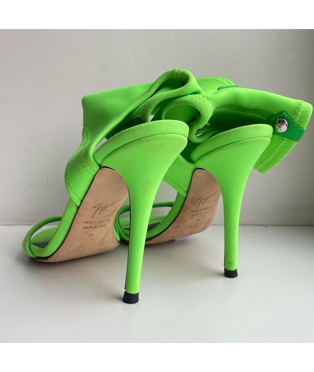 GIUSEPPE ZANOTTI DESIGN Зеленые текстильные босоножки, фото 4