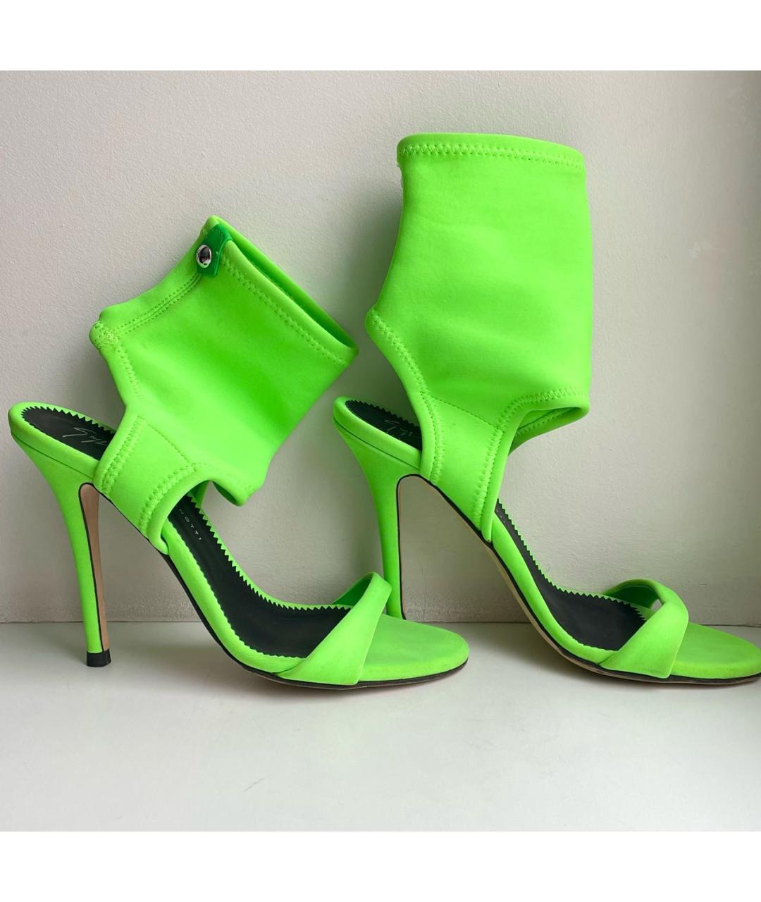 GIUSEPPE ZANOTTI DESIGN Зеленые текстильные босоножки, фото 2