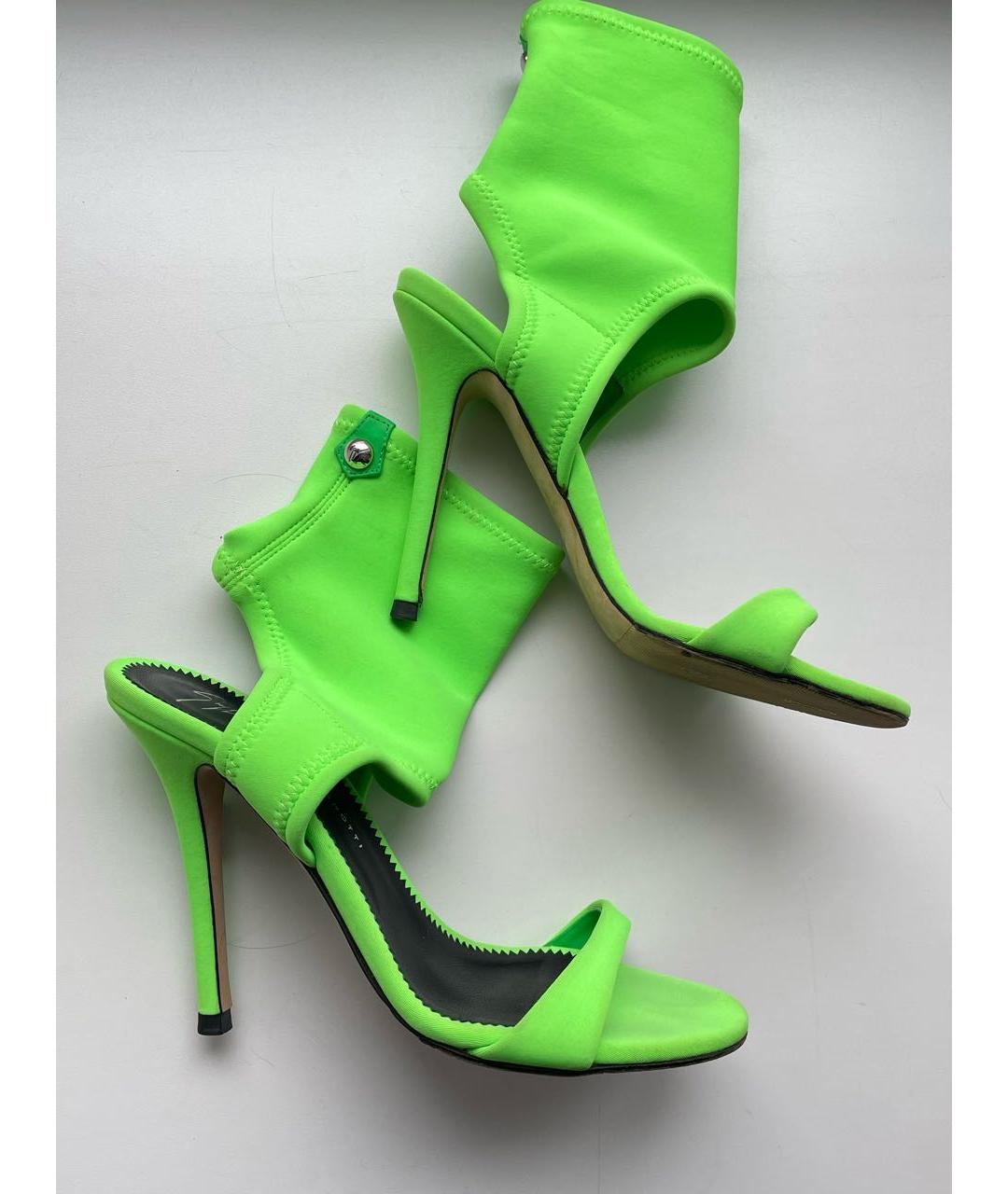 GIUSEPPE ZANOTTI DESIGN Зеленые текстильные босоножки, фото 7