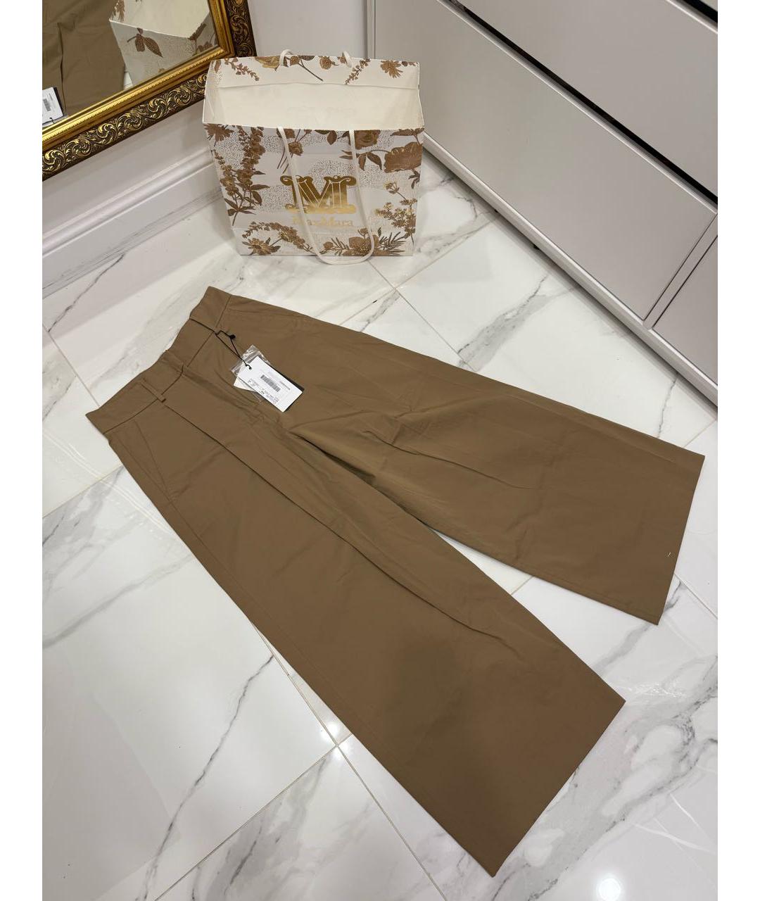 WEEKEND MAX MARA Коричневые хлопковые брюки широкие, фото 3