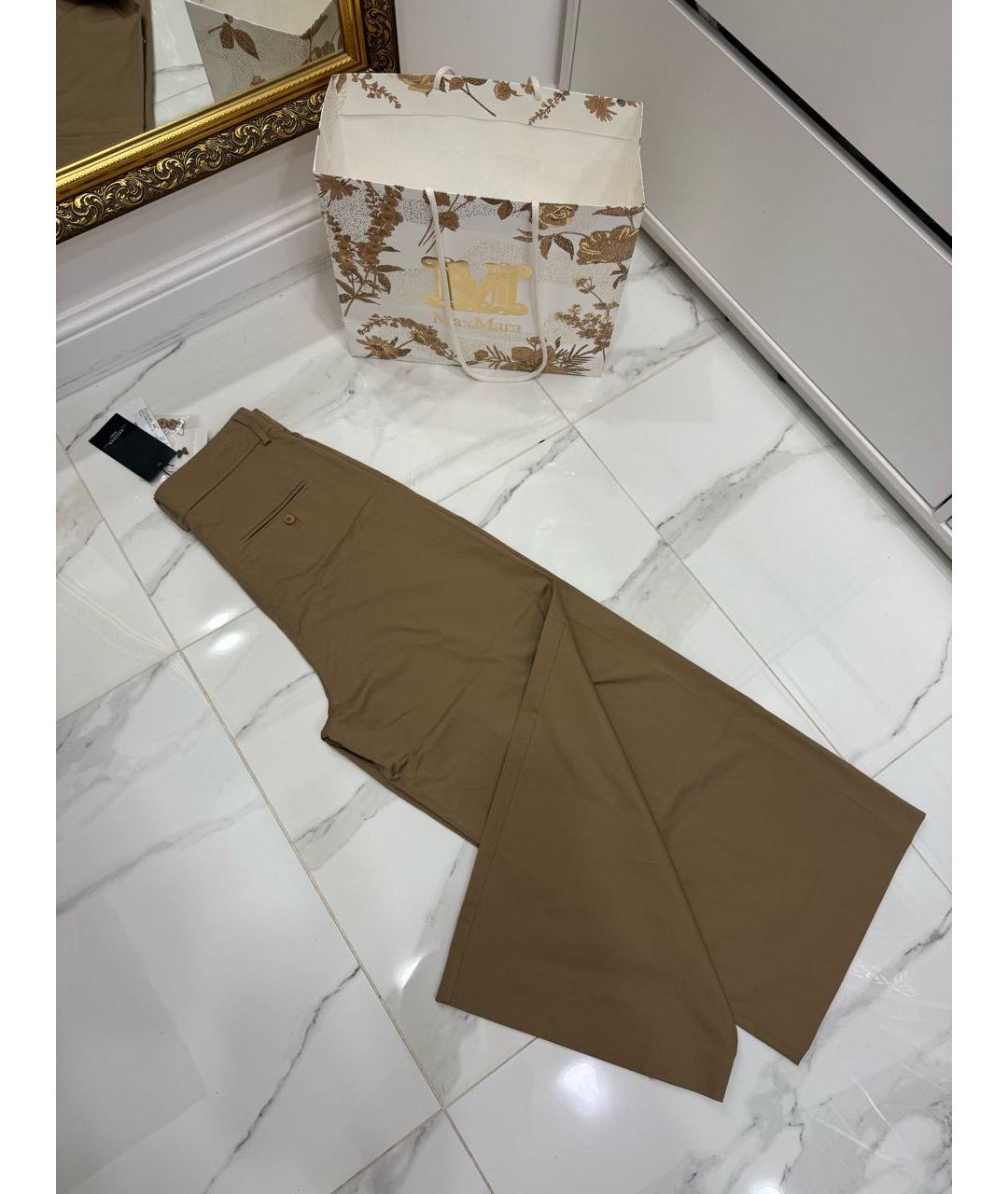 WEEKEND MAX MARA Коричневые хлопковые брюки широкие, фото 5