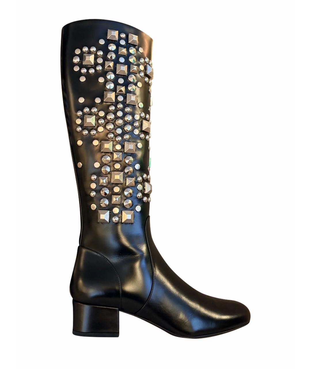 SAINT LAURENT Черные кожаные сапоги, фото 1