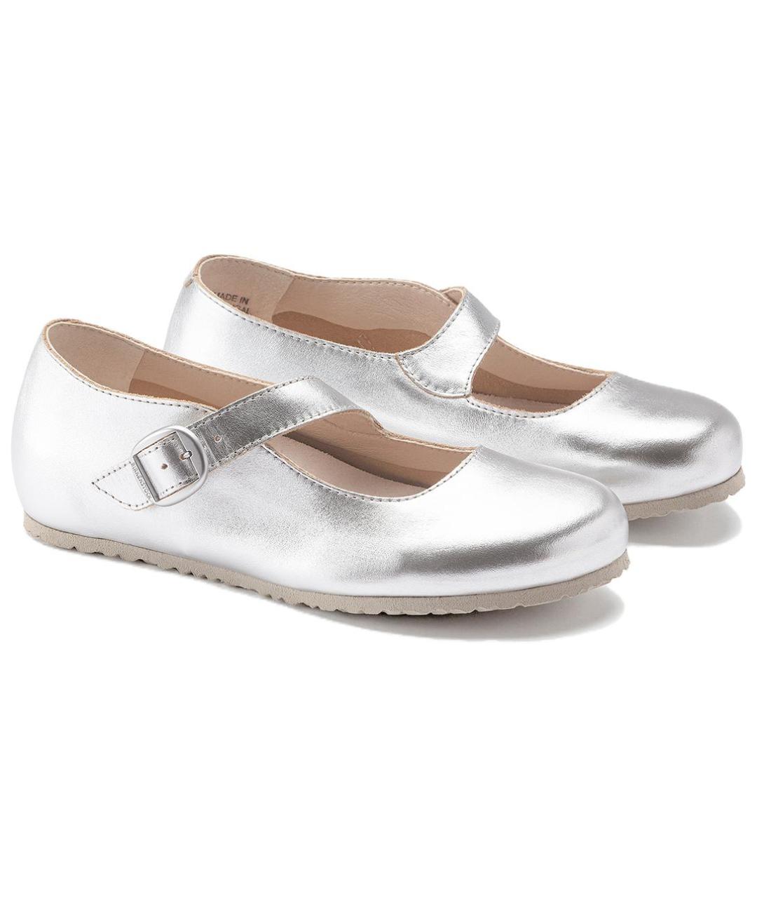 BIRKENSTOCK Серебряные кожаные балетки, фото 4