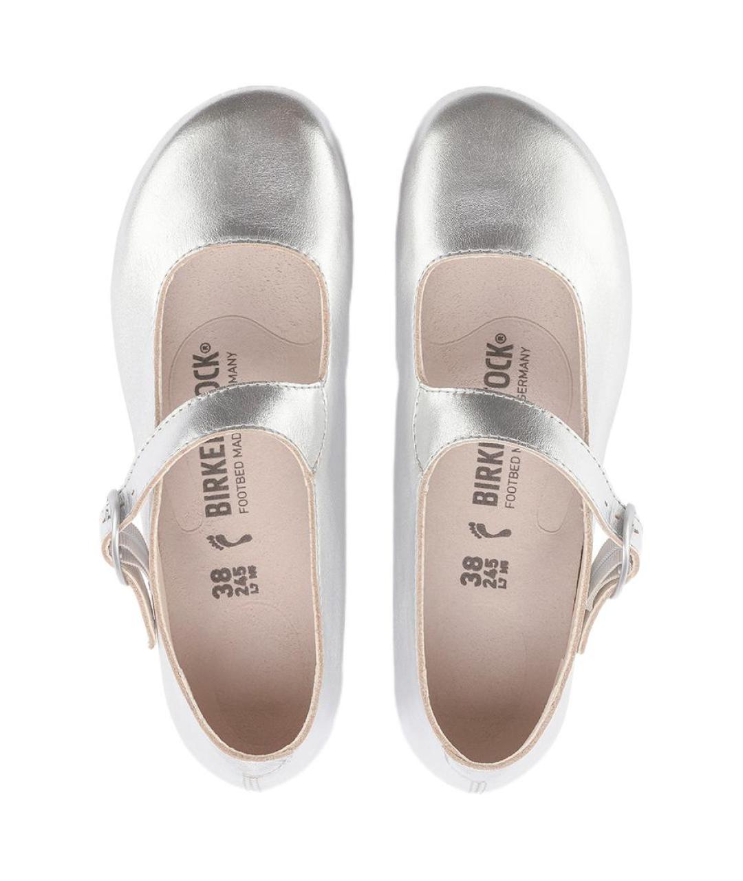 BIRKENSTOCK Серебряные кожаные балетки, фото 5
