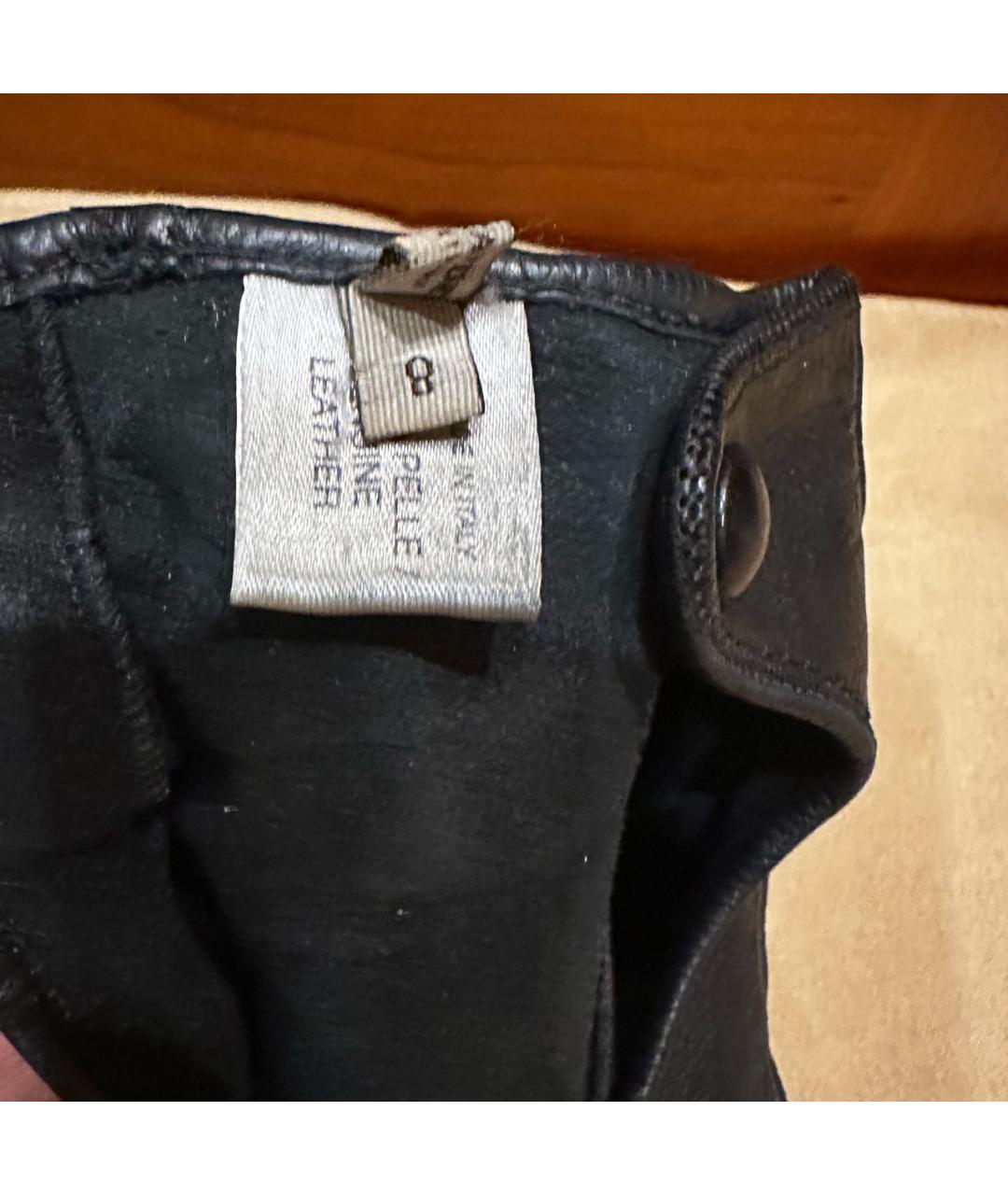 BOTTEGA VENETA Черные кожаные митенки, фото 4