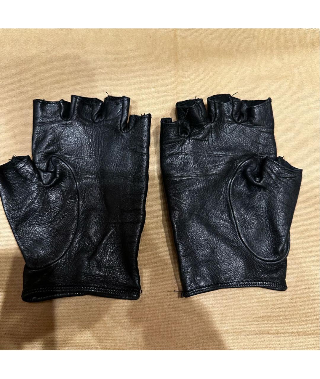 BOTTEGA VENETA Черные кожаные митенки, фото 2