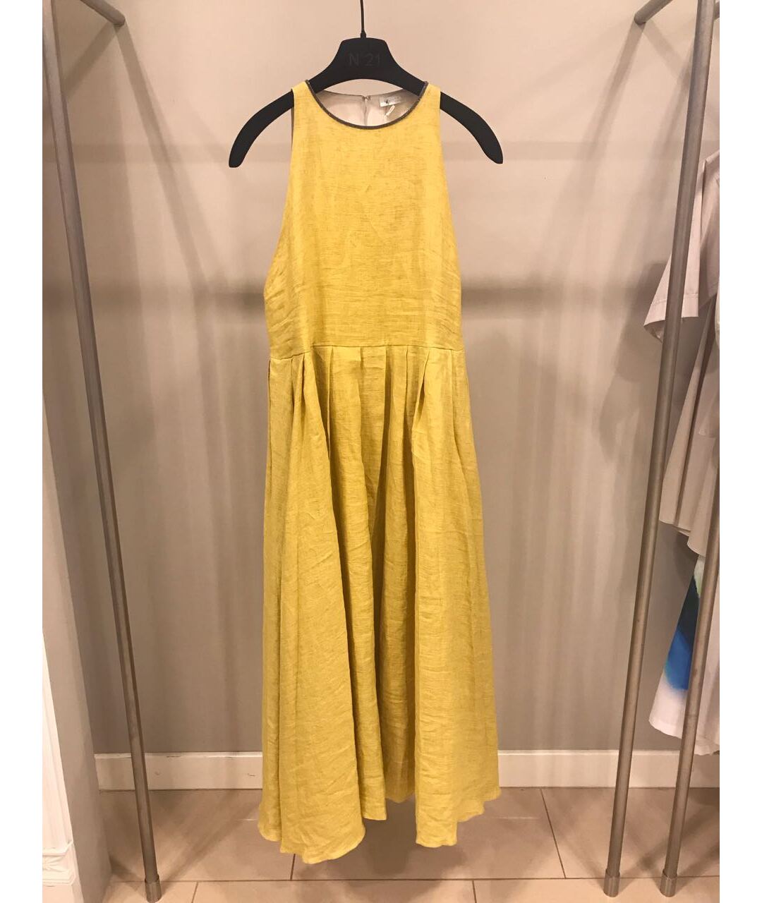 FABIANA FILIPPI Желтое льняное повседневное платье, фото 5