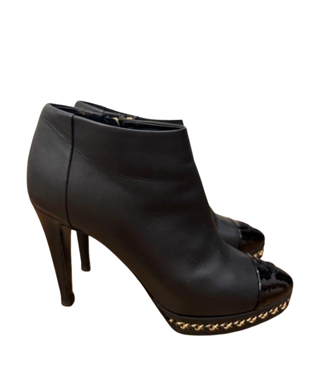 CHANEL Черные кожаные ботильоны, фото 1
