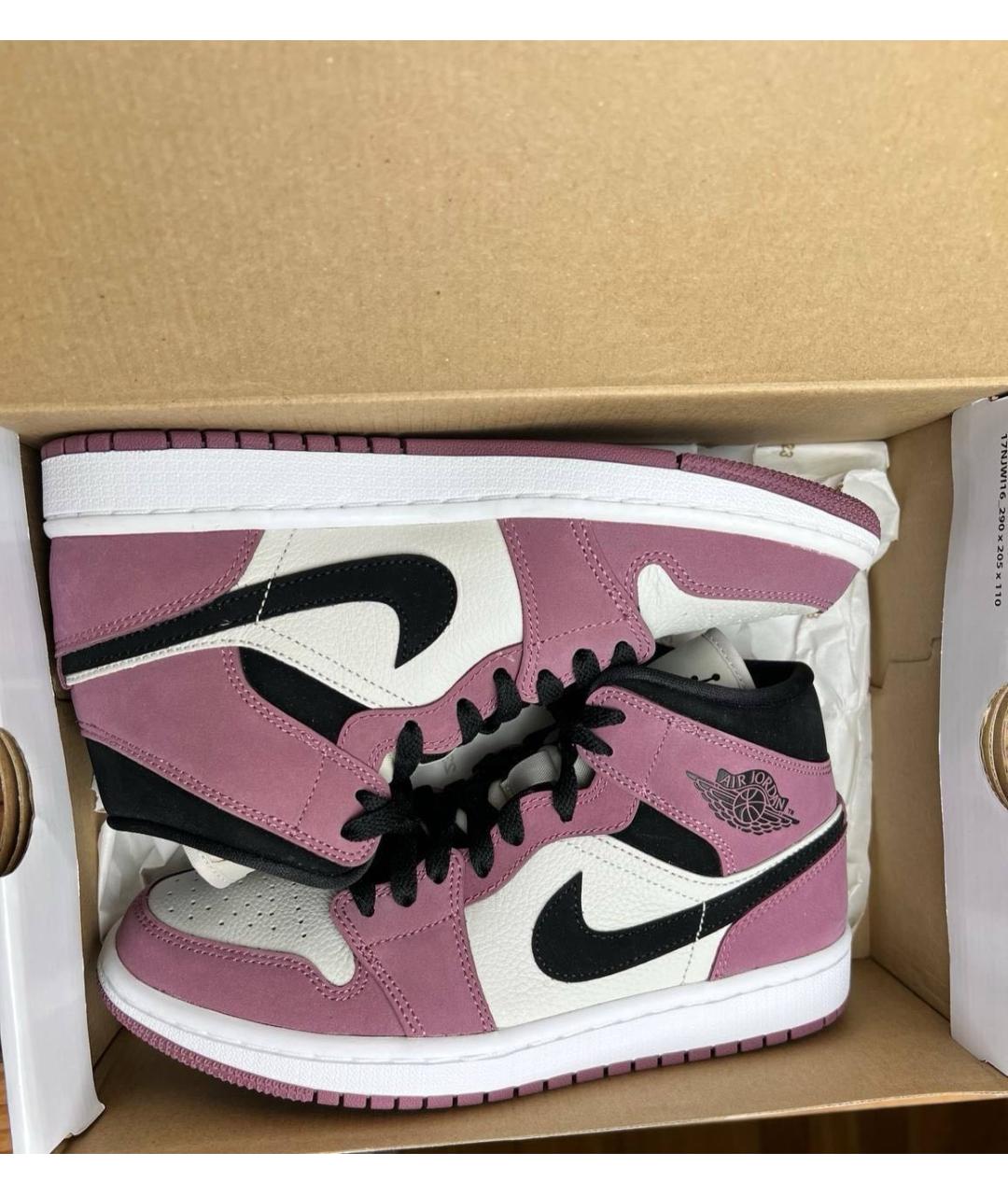 JORDAN Розовые кожаные высокие кроссовки / кеды, фото 7