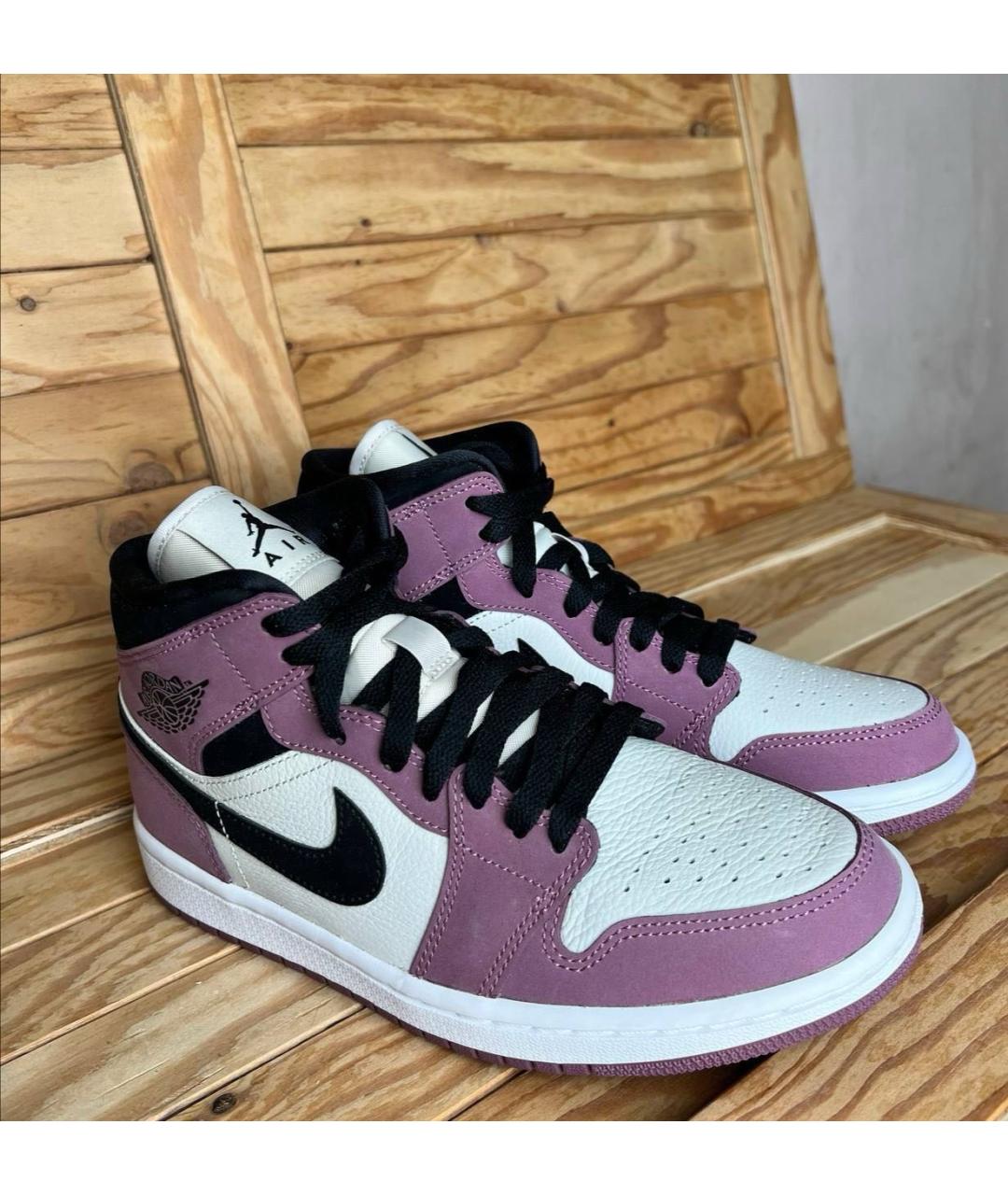 JORDAN Розовые кожаные высокие кроссовки / кеды, фото 5