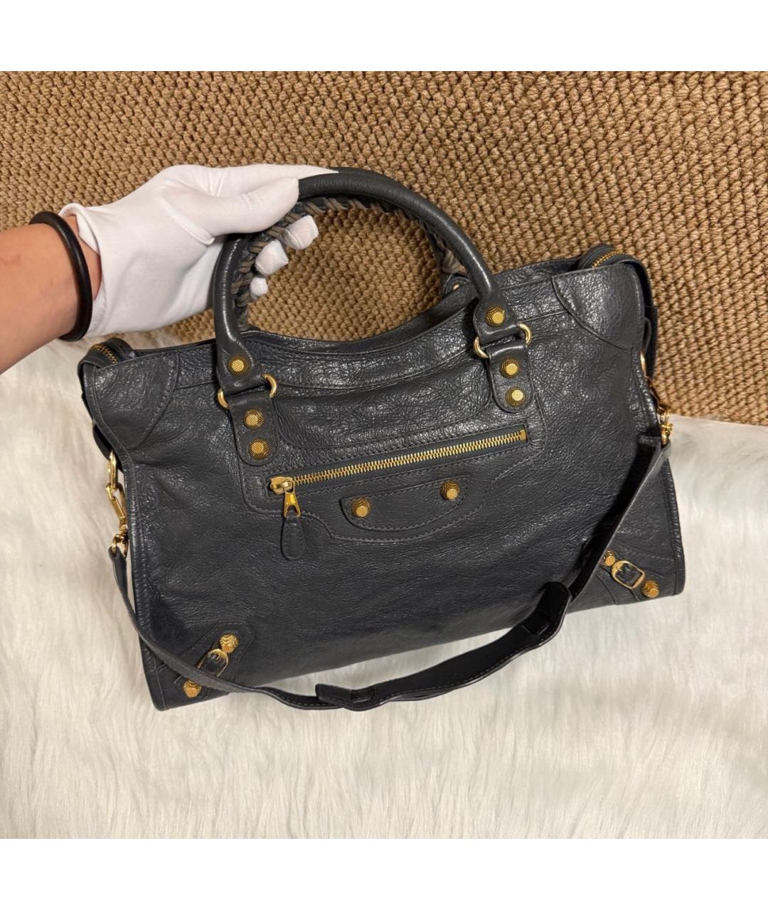 BALENCIAGA Черная кожаная сумка с короткими ручками, фото 2