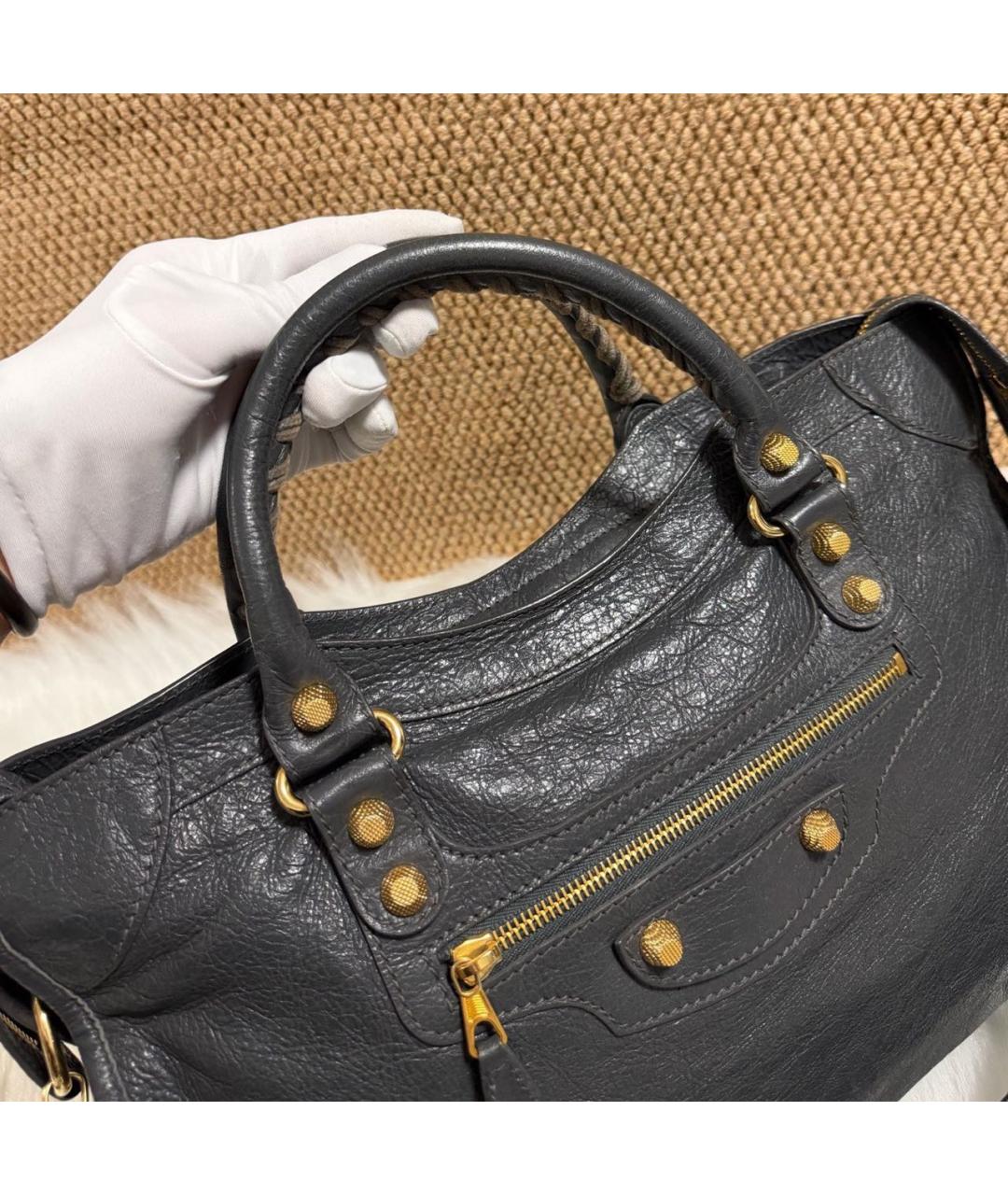 BALENCIAGA Черная кожаная сумка с короткими ручками, фото 8