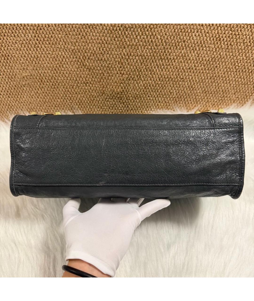 BALENCIAGA Черная кожаная сумка с короткими ручками, фото 7
