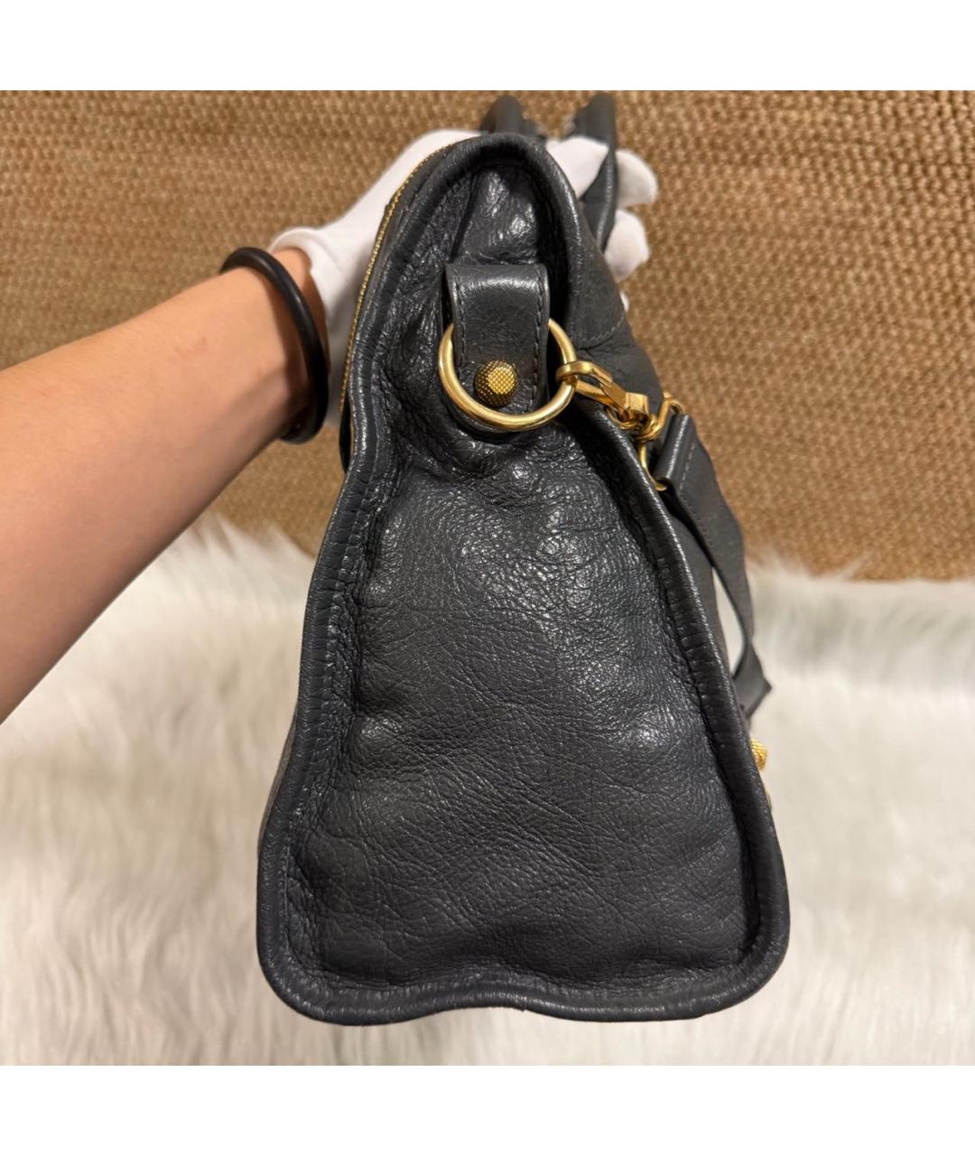 BALENCIAGA Черная кожаная сумка с короткими ручками, фото 4