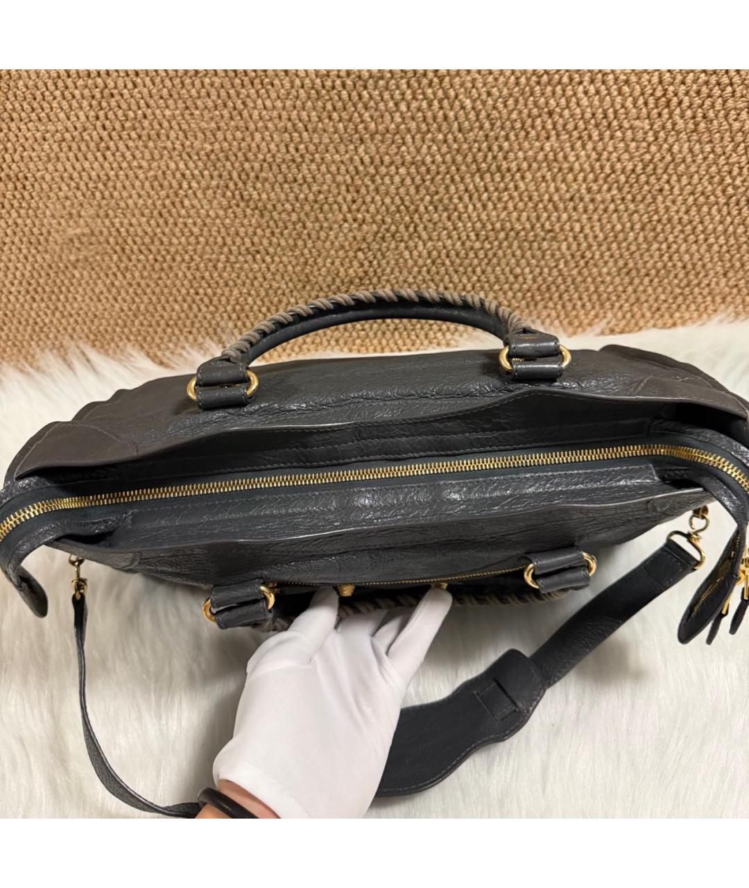 BALENCIAGA Черная кожаная сумка с короткими ручками, фото 6