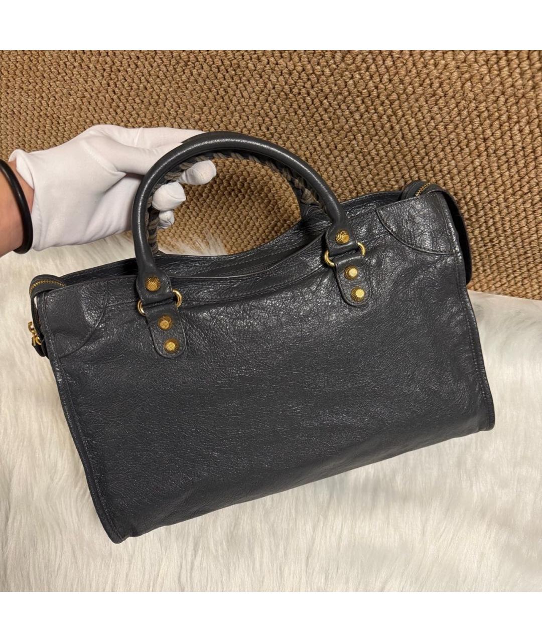 BALENCIAGA Черная кожаная сумка с короткими ручками, фото 3