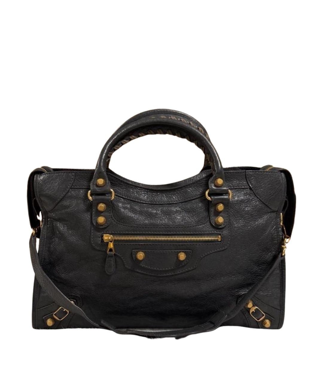 BALENCIAGA Черная кожаная сумка с короткими ручками, фото 1