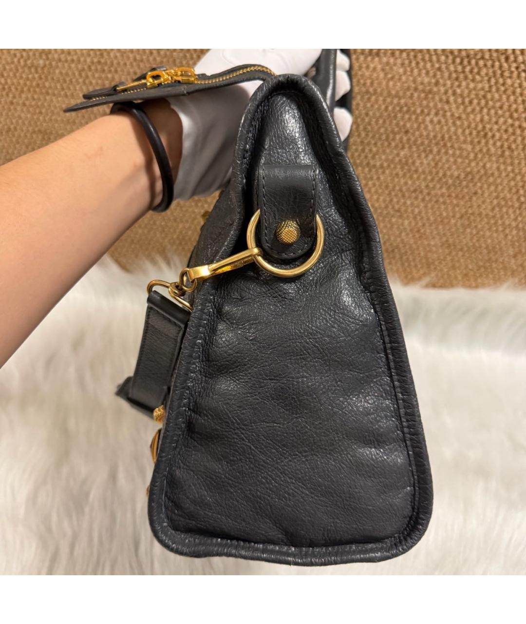 BALENCIAGA Черная кожаная сумка с короткими ручками, фото 5