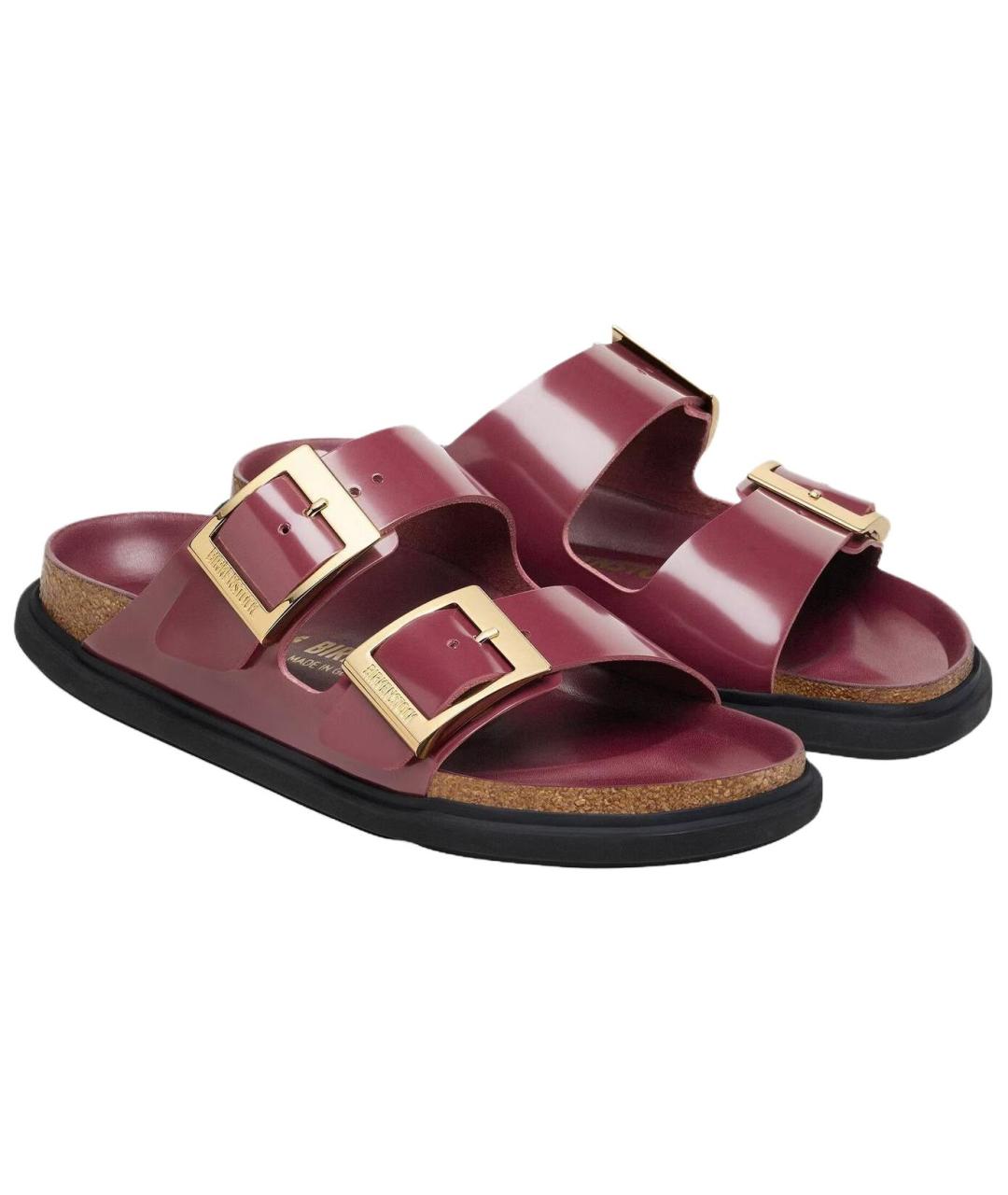 BIRKENSTOCK Бордовые кожаные сандалии, фото 3