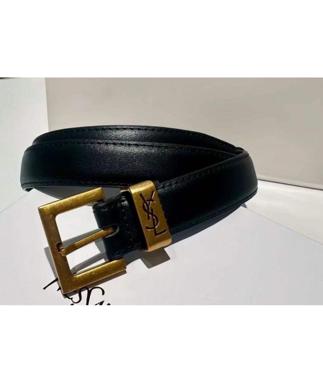 SAINT LAURENT Черный кожаный ремень, фото 3