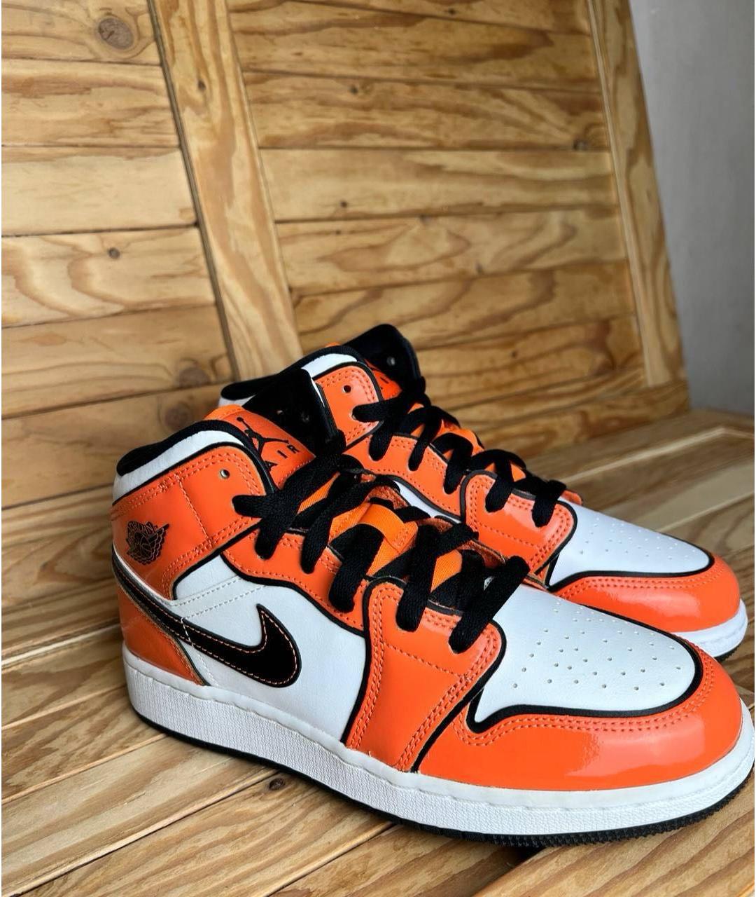 JORDAN Оранжевое высокие кроссовки / кеды, фото 5