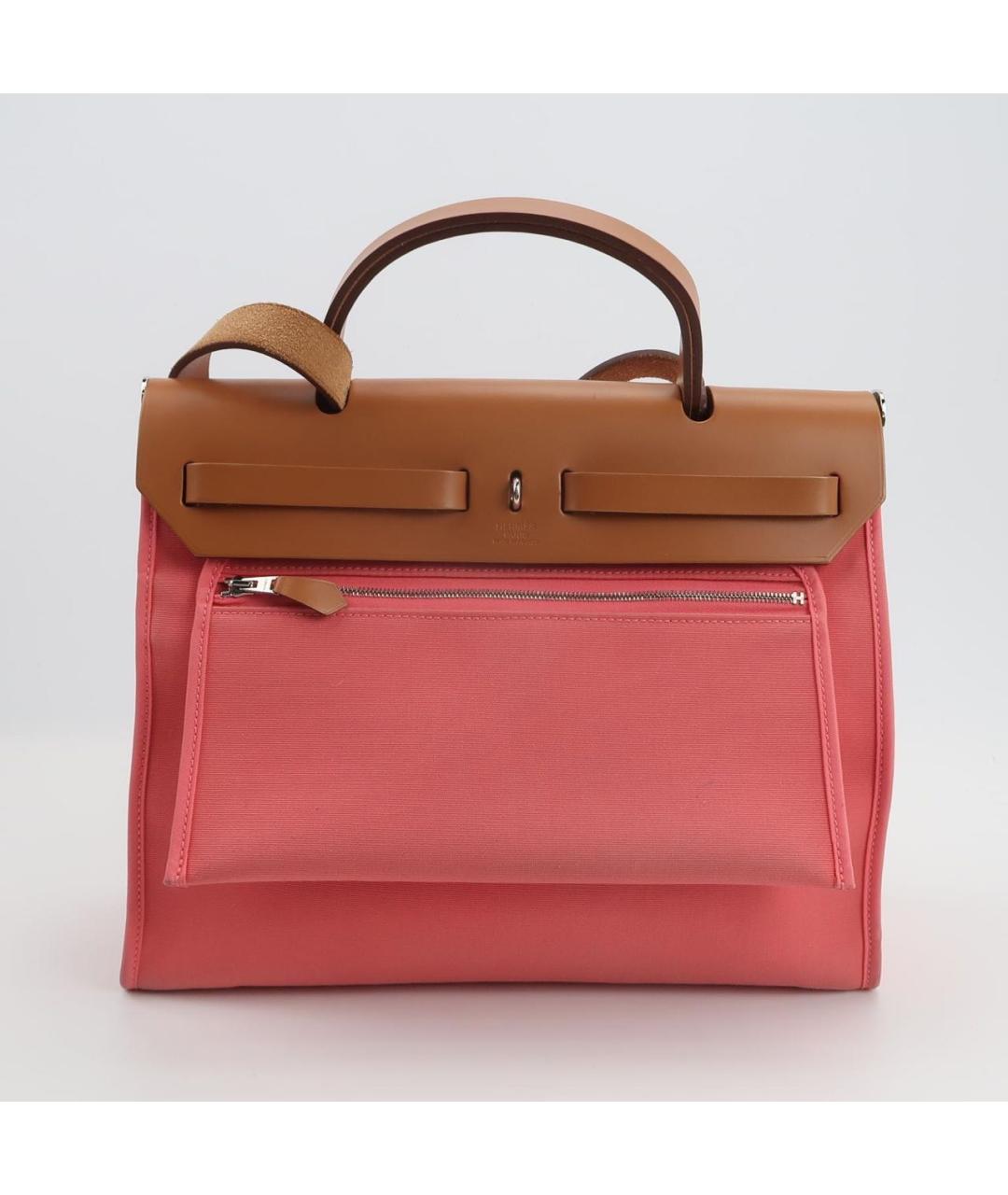 HERMES Коралловая тканевая сумка через плечо, фото 4