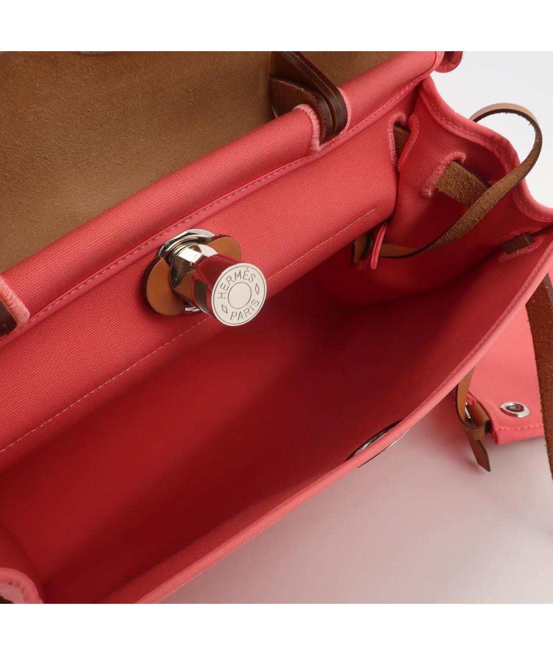 HERMES Коралловая тканевая сумка через плечо, фото 5