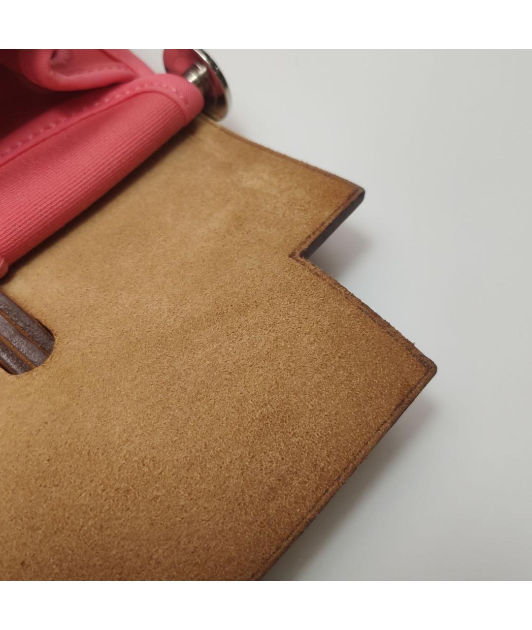 HERMES Коралловая тканевая сумка через плечо, фото 6