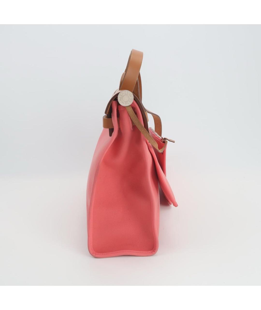 HERMES Коралловая тканевая сумка через плечо, фото 2
