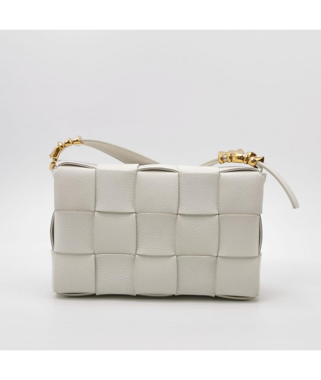 BOTTEGA VENETA Белая кожаная сумка через плечо, фото 4