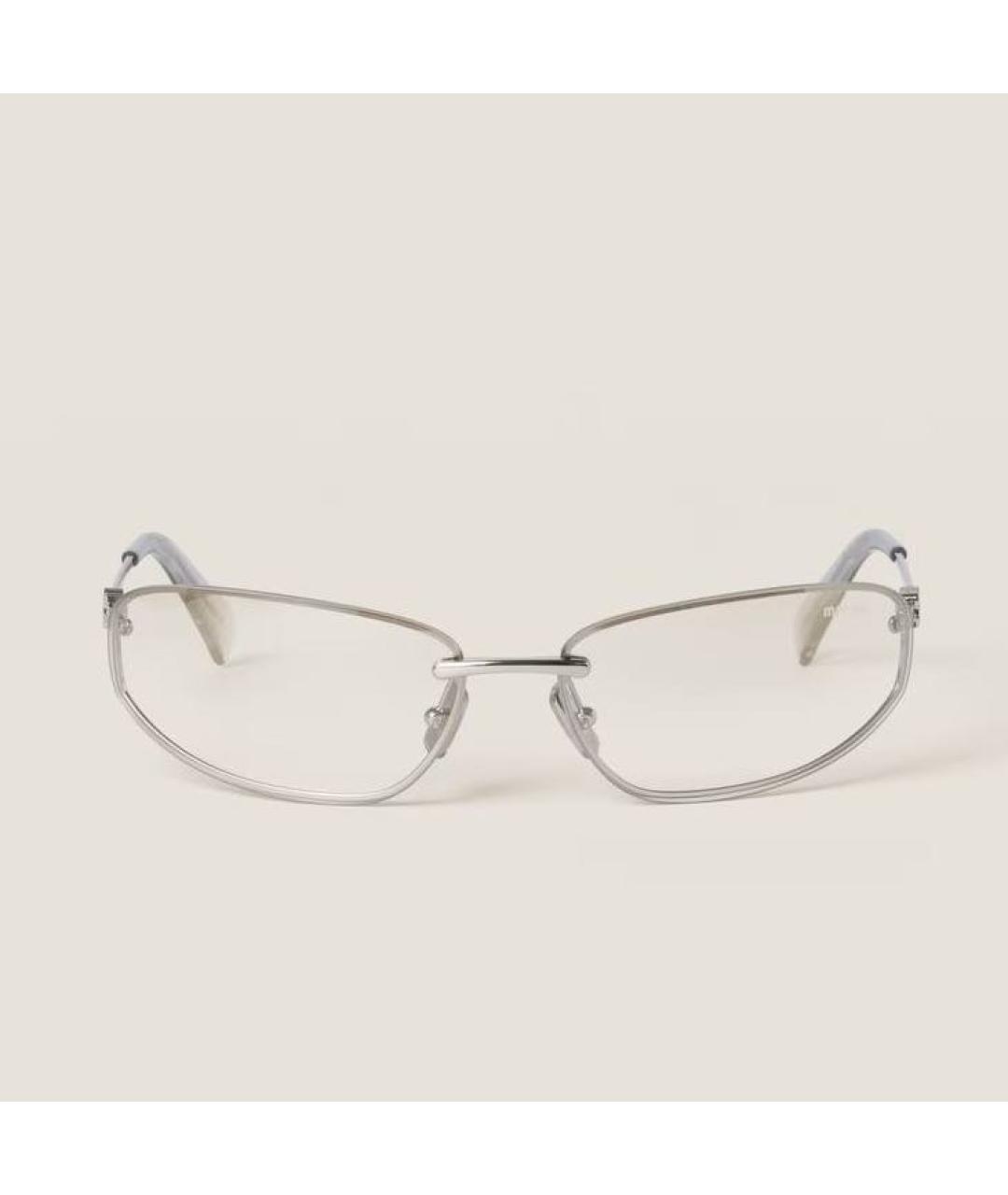 MIU MIU Серебряные металлические солнцезащитные очки, фото 2