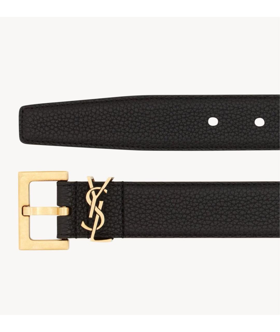 SAINT LAURENT Черный кожаный ремень, фото 2