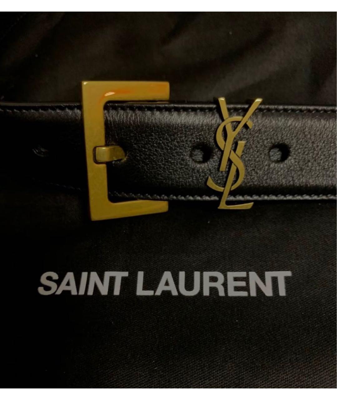 SAINT LAURENT Черный кожаный ремень, фото 3