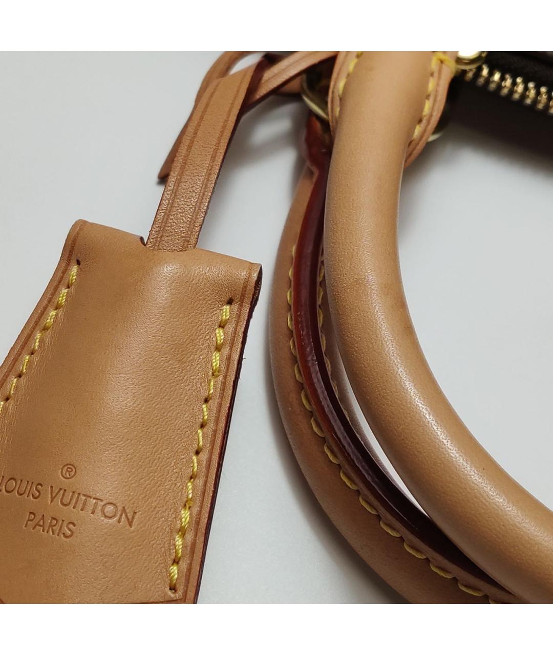 LOUIS VUITTON Коричневая кожаная сумка с короткими ручками, фото 7