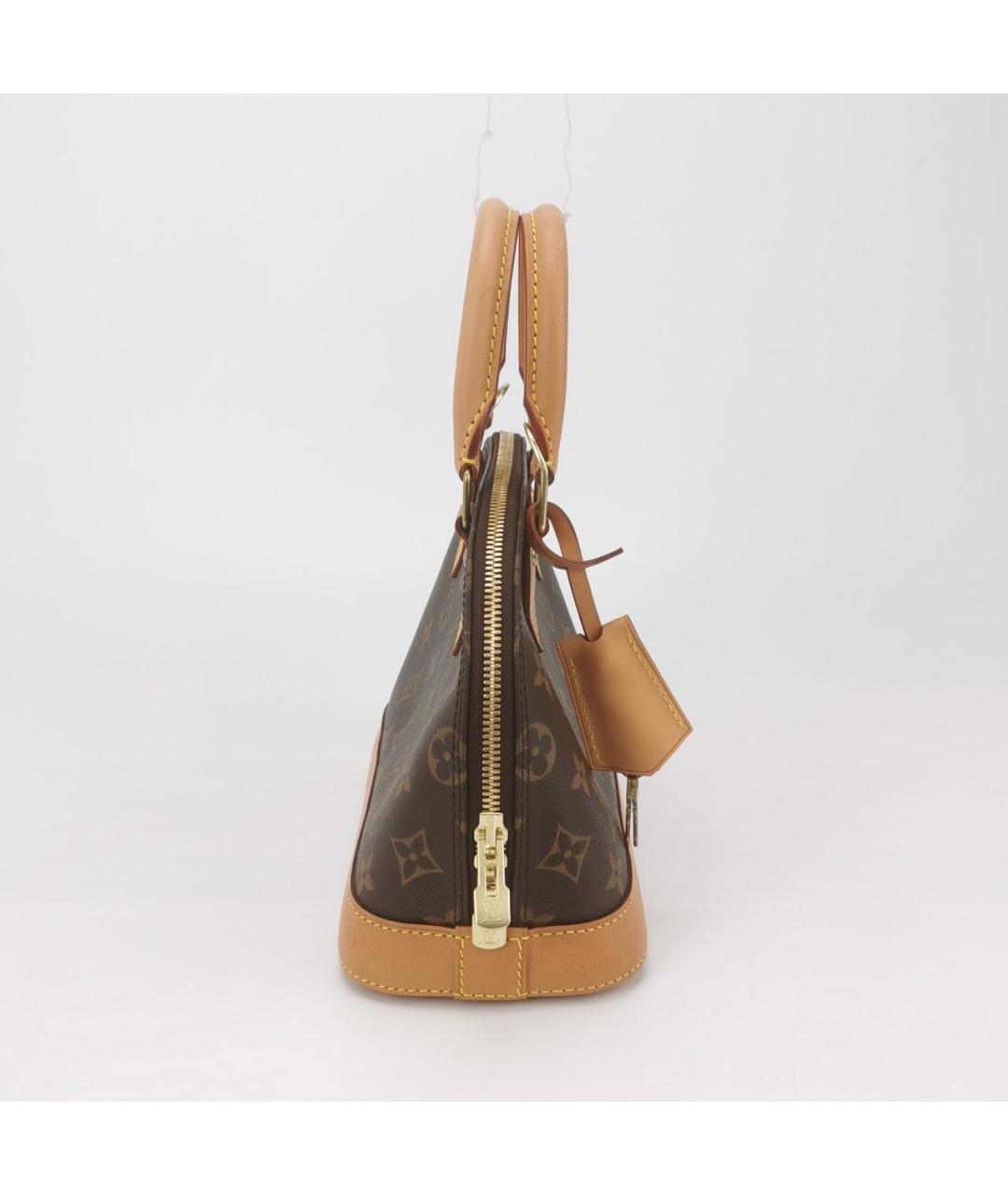 LOUIS VUITTON Коричневая кожаная сумка с короткими ручками, фото 3