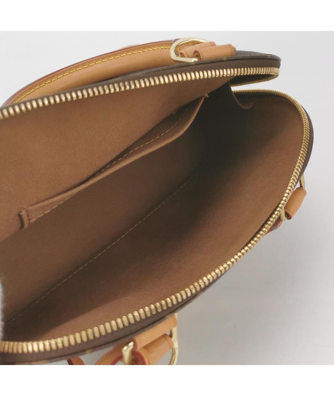 LOUIS VUITTON Коричневая кожаная сумка с короткими ручками, фото 6